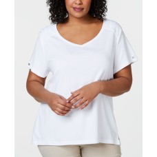 Karen Scott Women’s Plus Size Eyelet-Trim T-Shirt