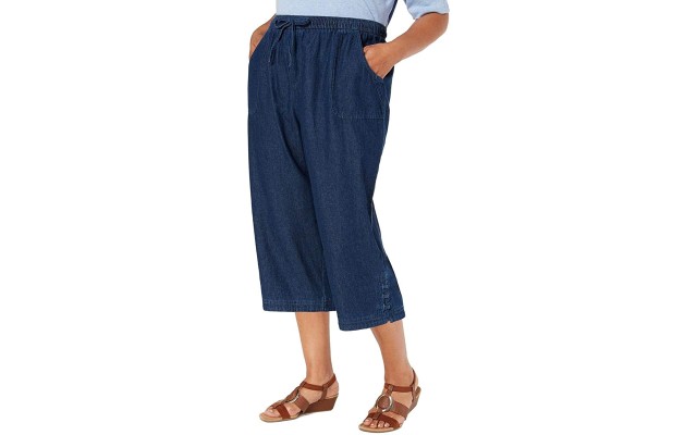 Women's Plus Size Kiera Capri Jeans, Blue, 1X