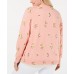  Womens Plus Springtime Posy Knit Floral Cardigan Sweater Pink, Orange, 1X