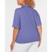  Womens Plus V-Neck Front Pockets Casual Top, Purple, 2X