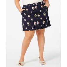 Karen Scott Womens Plus Woven Floral Print Skort (Navy , Size:18W)