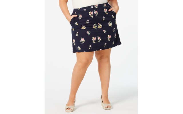  Womens Plus Woven Floral Print Skort (Navy , Size:18W)