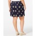  Womens Plus Woven Floral Print Skort (Navy , Size:18W)