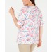 Womens White Floral Short Sleeve Jewel Neck T-Shirt, White, 1X