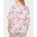  Womens White Floral Short Sleeve V Neck T-Shirt, White, 0X