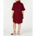 , Women’s Woven Short-Sleeve Shirtdress (Red , 2X)