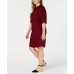 , Women’s Woven Short-Sleeve Shirtdress (Red , 2X)