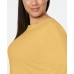  Womens Yellow Lace Trim Long Sleeve Boat Neck Blouse