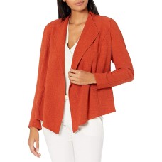 Kasper Women’s Long Sleeve Melange Crepe Cropped Drape Front Jacket (Ginger, PL)