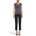  Women’s Petite Printed Keyhole Top (Dark Blue, Medium)