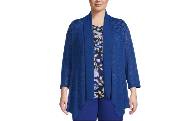  Women’s Plus Size Flyaway Cardigan (Blue, 1x)
