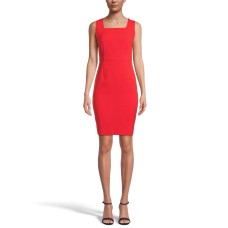 Kasper Women’s Stretch Crepe Square Neck Sleeveless Dress