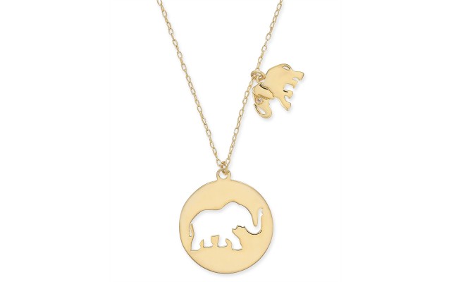  Elephant Cut-Out Pendant Necklace (Gold)