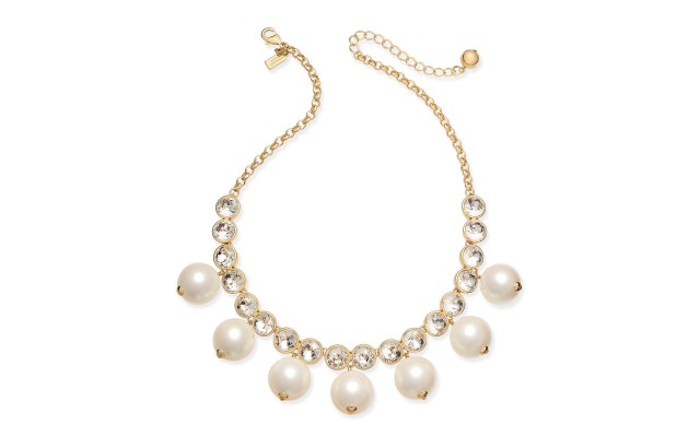  Gold-Tone Crystal & Bead Collar Necklace