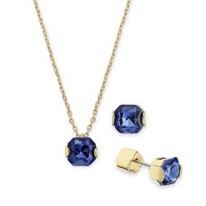 Kate Spade New York Gold-Tone Princess-Cut Cubic Zirconia Pendant Necklace & Stud Earrings Set16″ + 3″ Extender