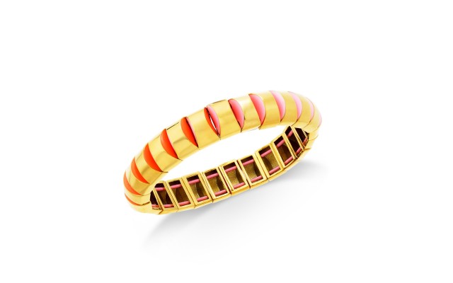  Gold-Tone Stretch Bracelet (Pink)
