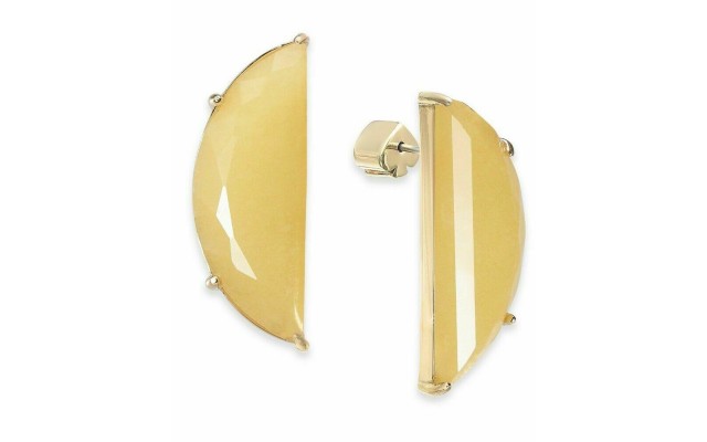  Half Moon Earrings Yellow Scallop Large Drop Studs