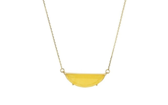  Jade Half-Moon Pendant Necklace, 14″