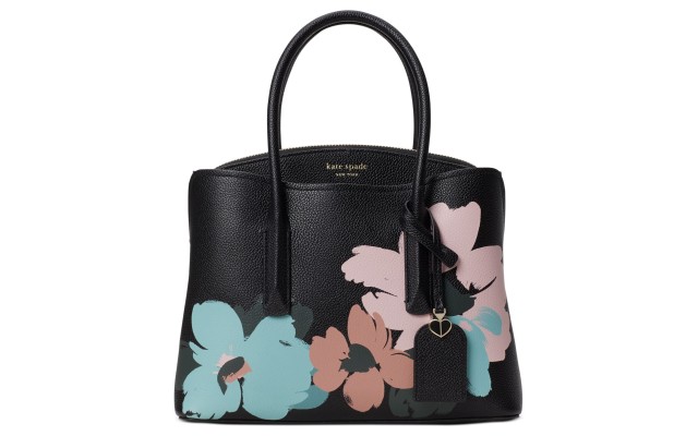 Margaux Brush Bloom Leather Small Satchel, Black/Multi