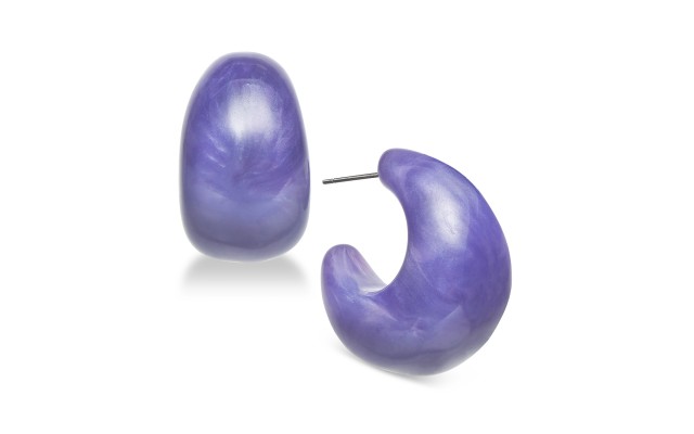 Wide Resin Hoop Earrings (Blue)