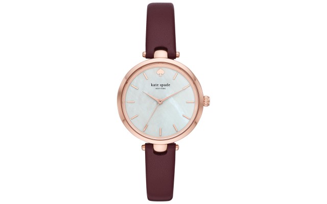 Kate Spade Women’s Holland Wine Leather Mop Watch & Pearl Earring Set KSW1496B(34mm)