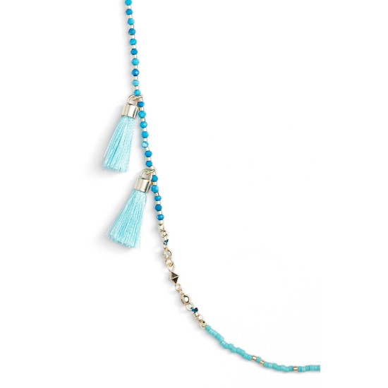  Augusta Gold Long Necklace In Aqua Howlite Mix