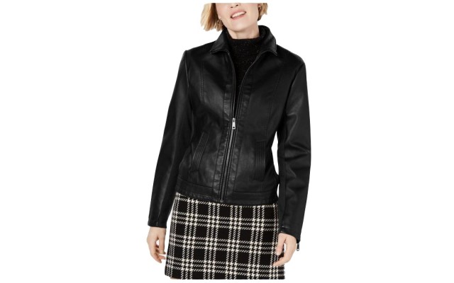  Faux-Leather Jacket, Black, L