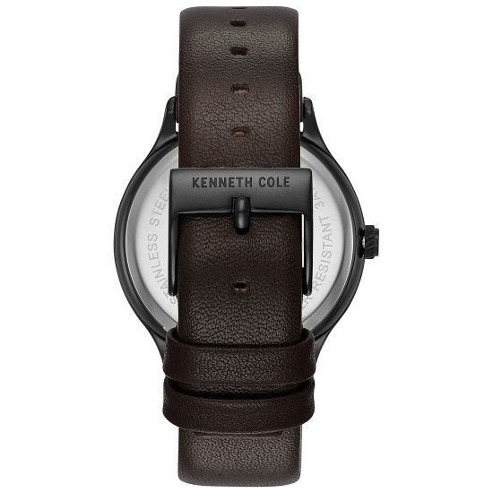  New York Men’s Brown Leather Strap Watch 40mm, Black