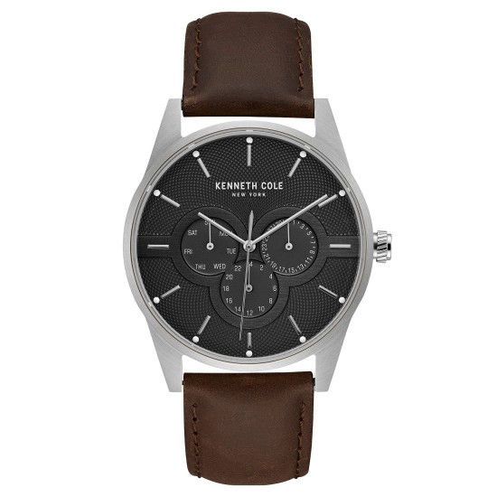  New York Men’s Leather Strap Watch (Brown)
