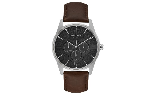  New York Men’s Leather Strap Watch (Brown)