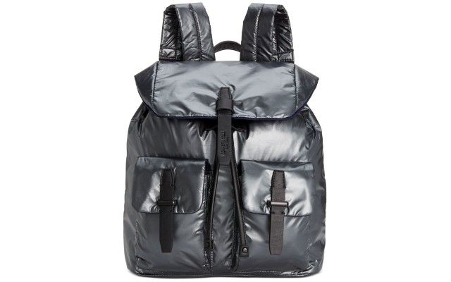 New York Vesey Water Resistant Backpack Nylon Drawstring Secret Strap Pockets (Gunmetal)
