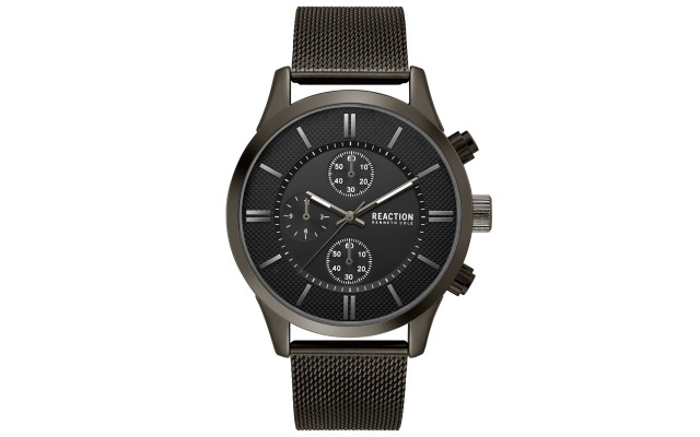  Reaction Chronograph Sport Stainless Steel Mesh Bracelet Watch (Black)