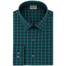 Kenneth Cole Reaction Men’s All Day Flex Slim-Fit Performance Stretch Check Dress Shirt, Green, 17″X 32″-33″