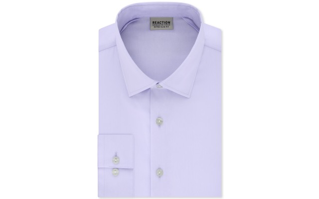 Kenneth Cole REACTION Men’s Dress Shirt Extra Slim Fit Stretch Stay-Crisp Collar Solid, Lavender, 17″-17.5″ Neck 36″-37″ Sleeve (X-Large)