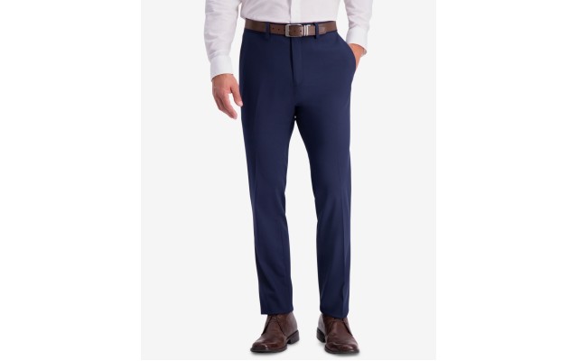  REACTION Men’s Shadow Check Stretch Slim Fit Dress Pants, Navy, 36X34