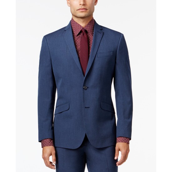  Reaction Men’s Slim-Fit Blue Pindot Suit (Blue, 42T, Pant 35x32)