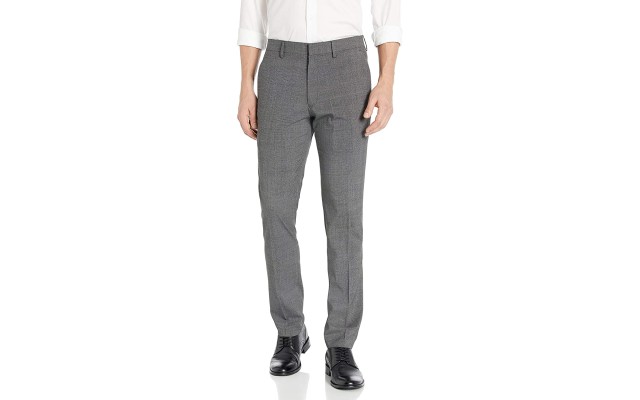  Reaction Men's Slim-Fit Stretch Heathered Glen Plaid Dress Pants, Charcoal Htr., 32X30
