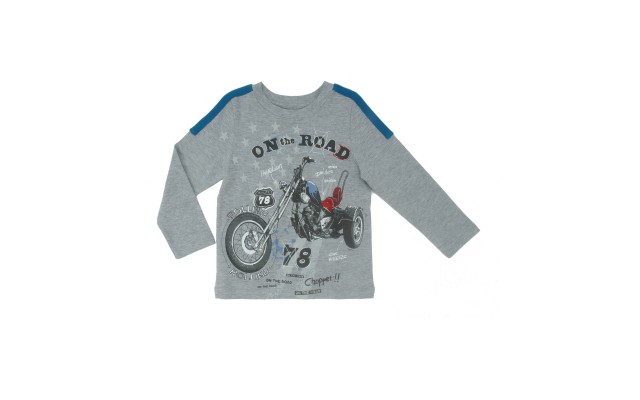  Baby Boys On The Road Graphic Printed Peruvian Cotton T-Shirt – Long Sleeve, Crewneck, Heather Grey, 12-18 M