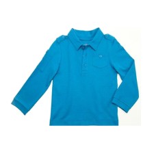 Kidsy Baby Boys Solid Cargo Polo Peruvian Cotton T-Shirt – Long Sleeve, Polo Neck With 3 Buttons