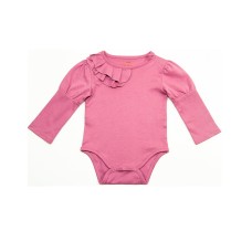 Kidsy Baby Girls Soft Pima Cotton Romper Bodysuit – Long Sleeve, Crewneck, Solid Colors