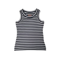 Kidsy Baby Toddler Girls Striped Peruvian Cotton Tank Top 2 Years, White/Midnight, 2