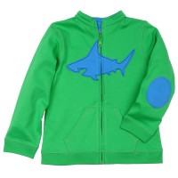 Kidsy Boys Blue Shark Peruvian Cotton Pullover – Long Sleeve, Zipper Closure, Apple, 3