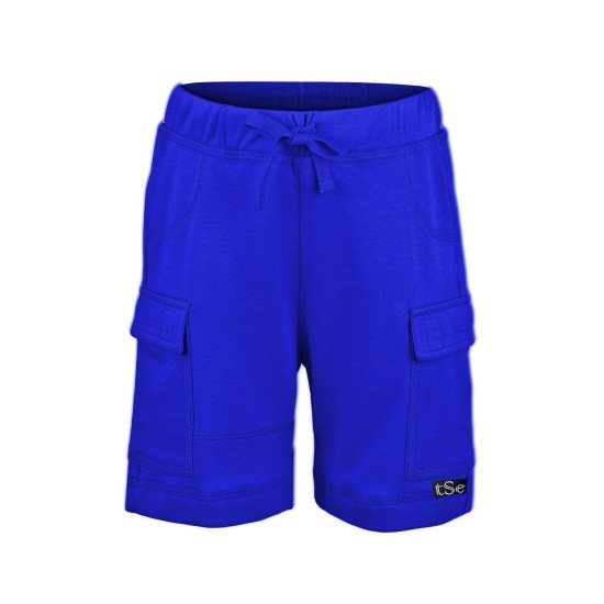  Boys Casual Beach Cargo Shorts – Soft Cotton, Pull-On/Drawstring Closure, Two Pockets, 2pc - Crimson/Cobalt, 2