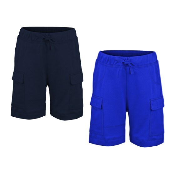  Boys Casual Beach Cargo Shorts – Soft Cotton, Pull-On/Drawstring Closure, Two Pockets, 2pc - Midnight/Cobalt, 4