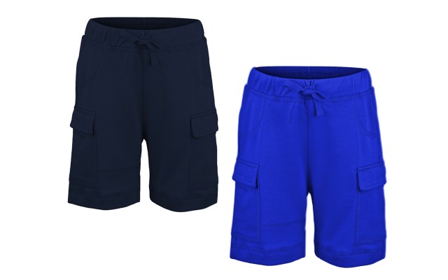  Boys Casual Beach Cargo Shorts – Soft Cotton, Pull-On/Drawstring Closure, Two Pockets, 2pc - Midnight/Cobalt, 4