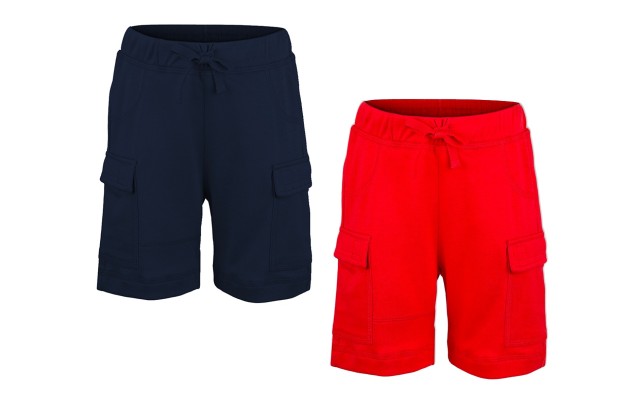  Boys Casual Beach Cargo Shorts – Soft Cotton, Pull-On/Drawstring Closure, Two Pockets, 2pc - Midnight/Crimson, 3