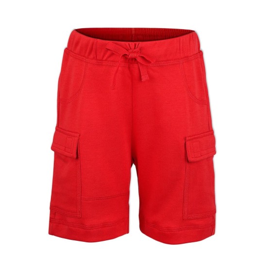  Boys Casual Beach Cargo Shorts – Soft Cotton, Pull-On/Drawstring Closure, Two Pockets, 2pc - Midnight/Crimson, 3