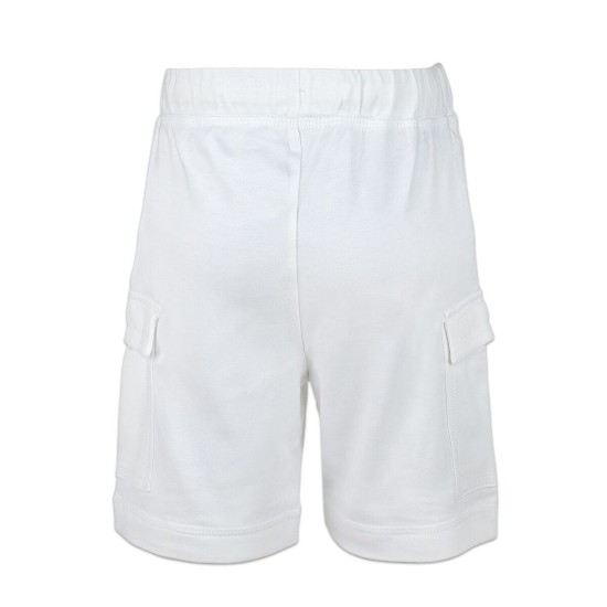  Boys Casual Beach Cargo Shorts – Soft Cotton, Pull-On/Drawstring Closure, Two Pockets, 2pc - White/Midnight, 2