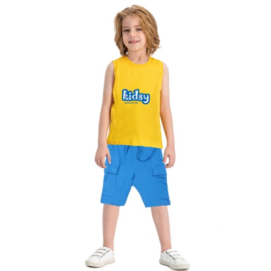  Boys Casual Beach Cargo Shorts – Soft Cotton, Pull-On/Drawstring Closure, Two Pockets, Cobalt, 2