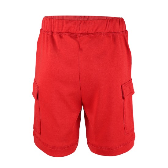 Boys Casual Beach Cargo Shorts – Soft Cotton, Pull-On/Drawstring Closure, Two Pockets, Crimson, 2